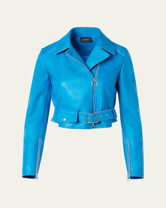 Avril Cropped Nappa Leather Jacket